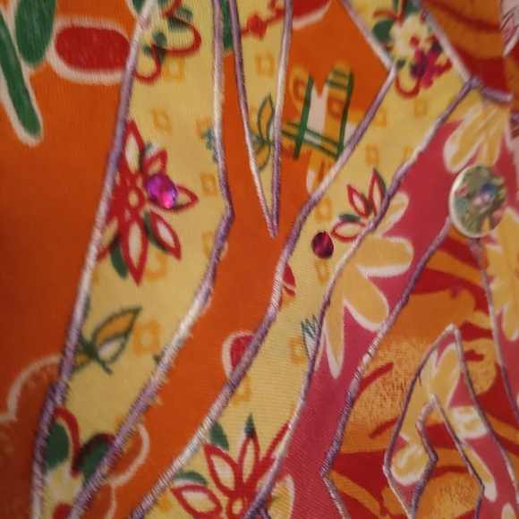 Vintage Sandy Starkman Silk Sequin Top Jacket Size Large Orange Pink - Picture 6 of 6